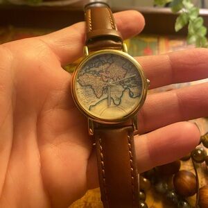 World map wrist watch